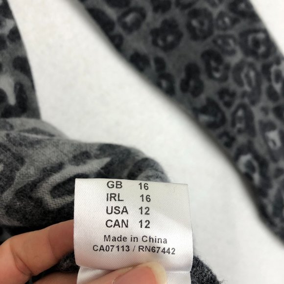 Riani Women's Size 12 Grey Animal Print Angora Blend Sweater Knit Long Sleeve - Picture 8 of 15